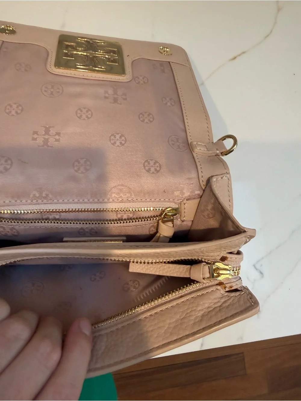Tory Burch Kira Small Leather Crossbody - Taupe